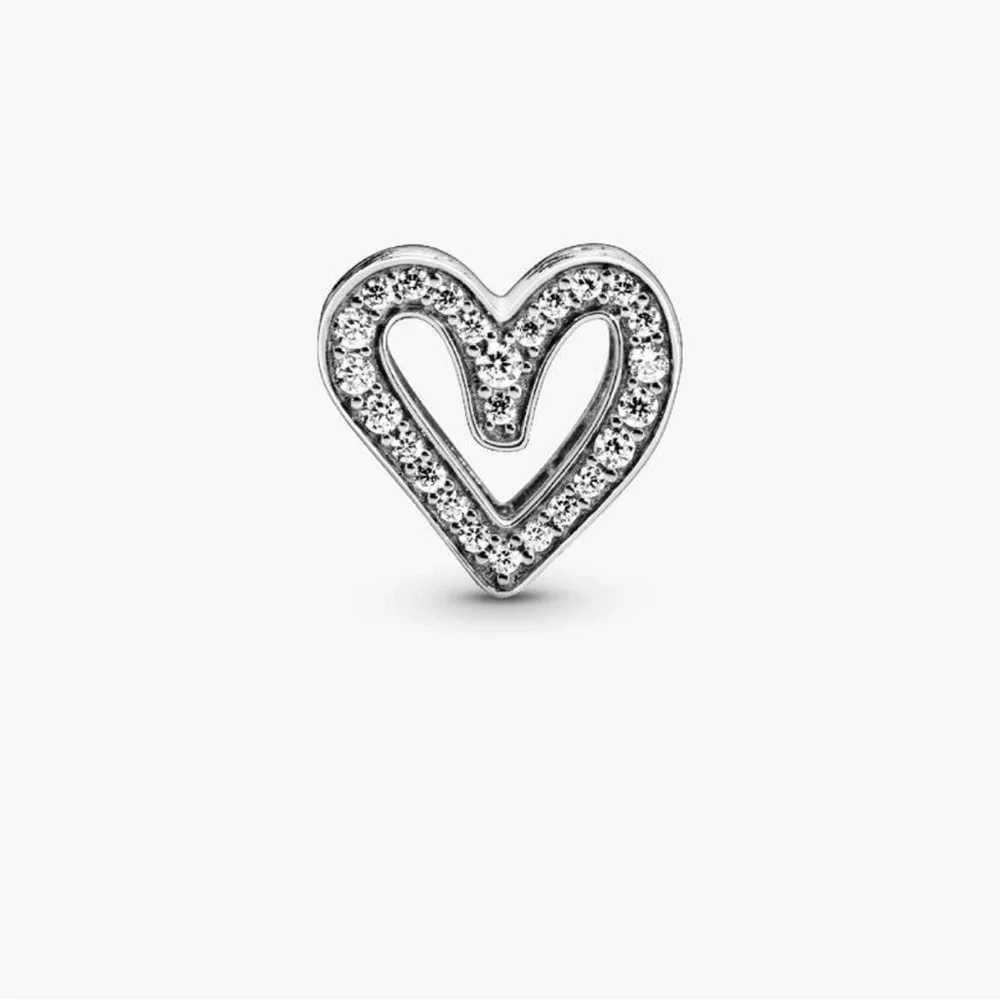 Authentic Pandora Sparkling Freehand Heart Charm - Picture 4 of 6